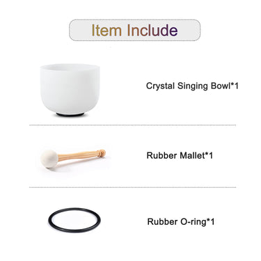 CVNC 8 Inch G Note Throat Frosted Quartz Crystal Singing Bowl Free Mallet & O-ring Sound Healing Instrument
